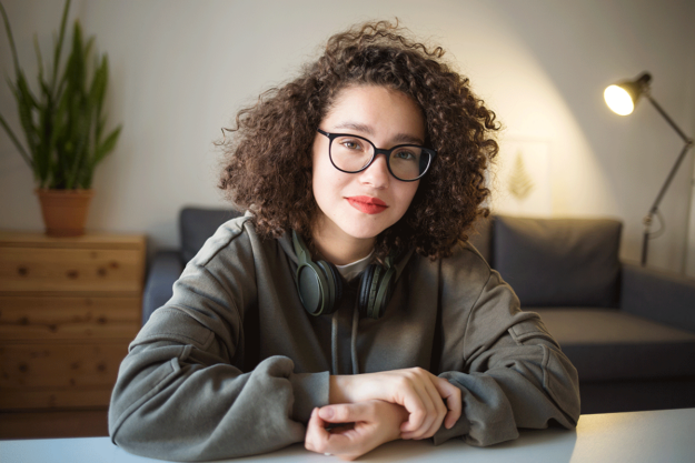 girl with curly hair learns about mental health advocacy