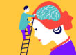 image of a person climbing a ladder to look at someone's brain in a residential mental health facility