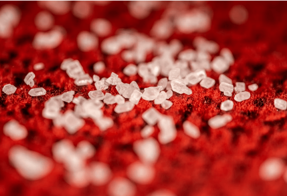 salt grains on the floor